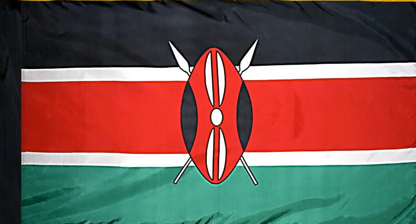 Kenya Flag with Pole Sleeve - For Indoor Use