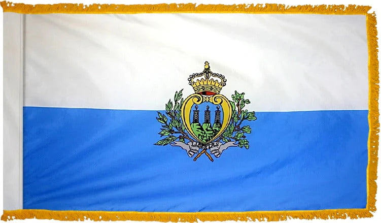 San Marino Flag with Fringe - For Indoor Use
