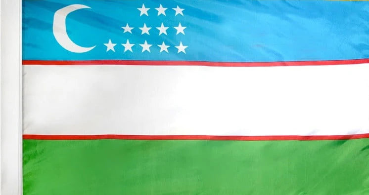 Uzbekistan Flag with Pole Sleeve - For Indoor Use