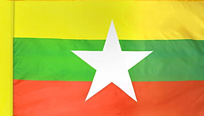 Myanmar Burma Flag with Pole Sleeve - For Indoor Use