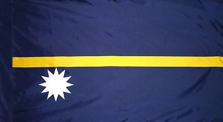Nauru Flag with Pole Sleeve - For Indoor Use