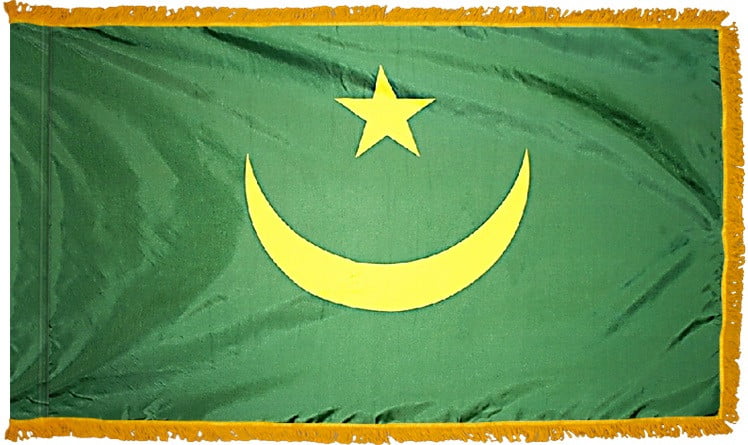 Mauritania Flag with Fringe - For Indoor Use
