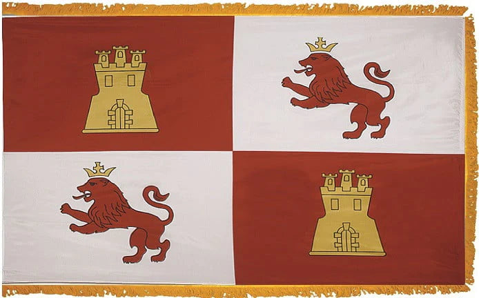 Spain Lions Castles Flag with Fringe - For Indoor Use