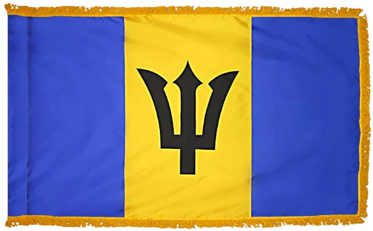 Barbados Flag with Fringe - For Indoor Use