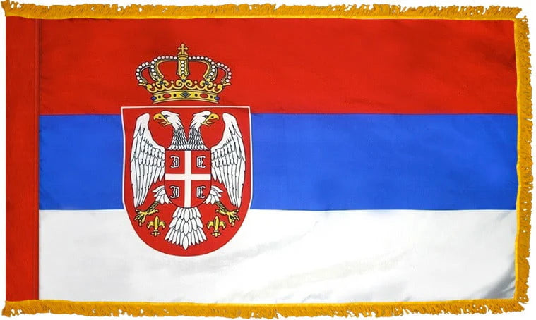 Serbia Flag with Fringe - For Indoor Use