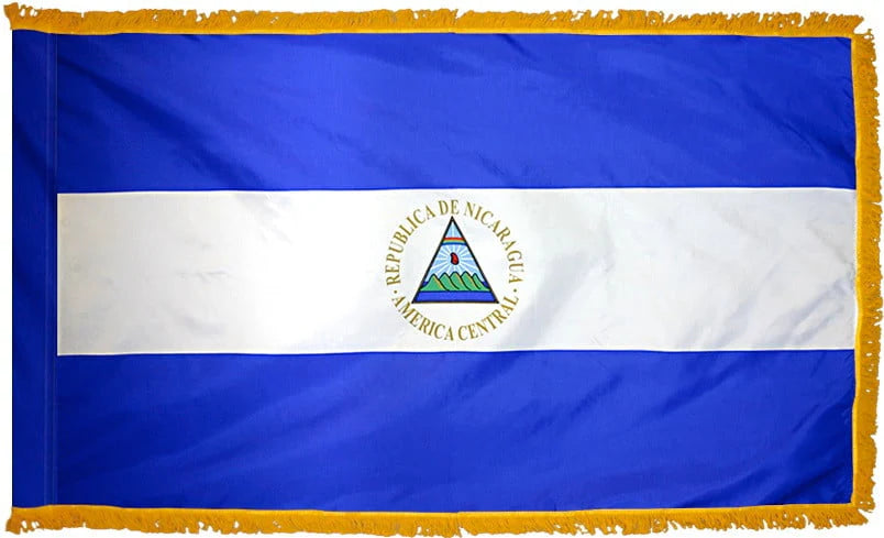Nicaragua Flag with Fringe - For Indoor Use