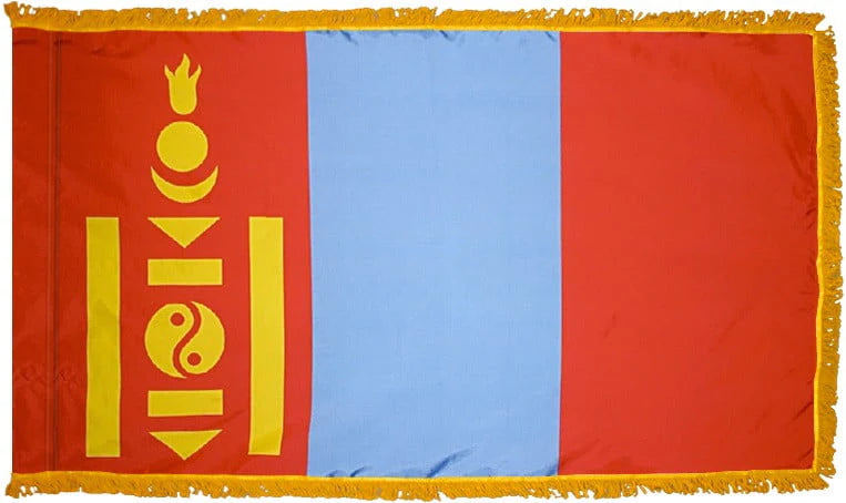 Mongolia Flag with Fringe - For Indoor Use