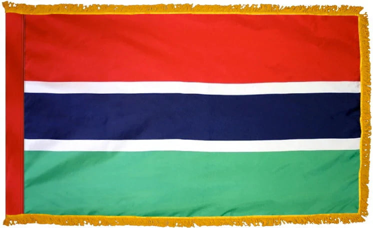 Gambia Flag with Fringe - For Indoor Use