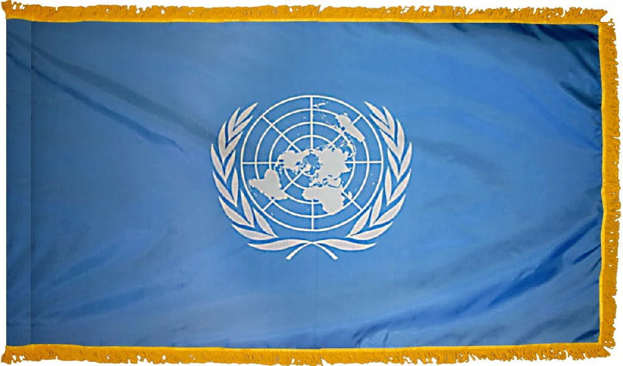 United Nations Flag with Fringe - For Indoor Use