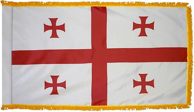 Georgia Flag with Fringe - For Indoor Use