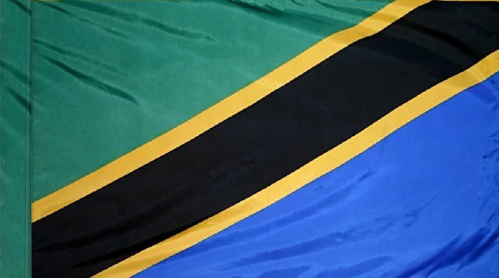 Tanzania Flag with Pole Sleeve - For Indoor Use