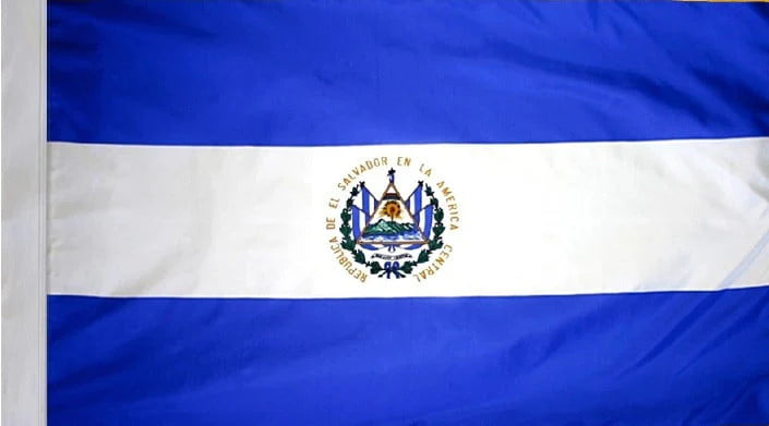 El Salvador Flag with Pole Sleeve - For Indoor Use