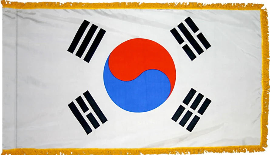 South Korea Flag with Fringe - For Indoor Use