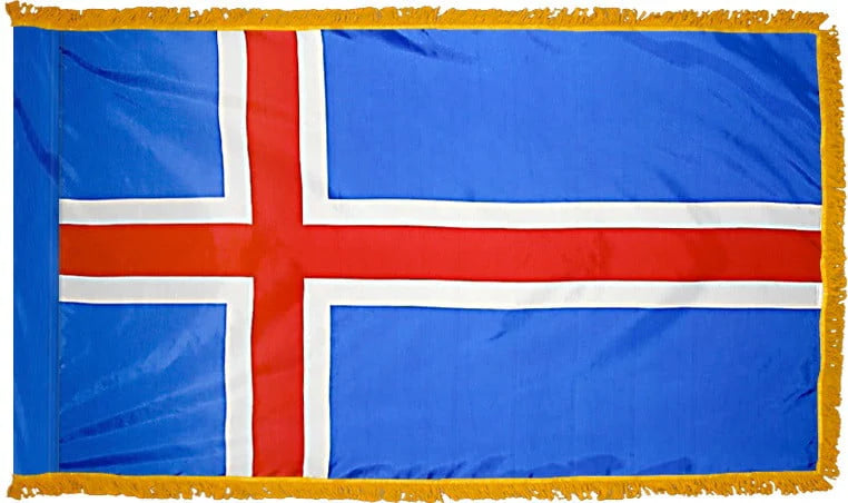 Iceland Flag with Fringe - For Indoor Use