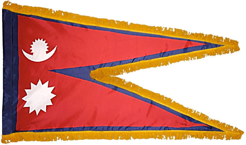Nepal Flag with Fringe - For Indoor Use
