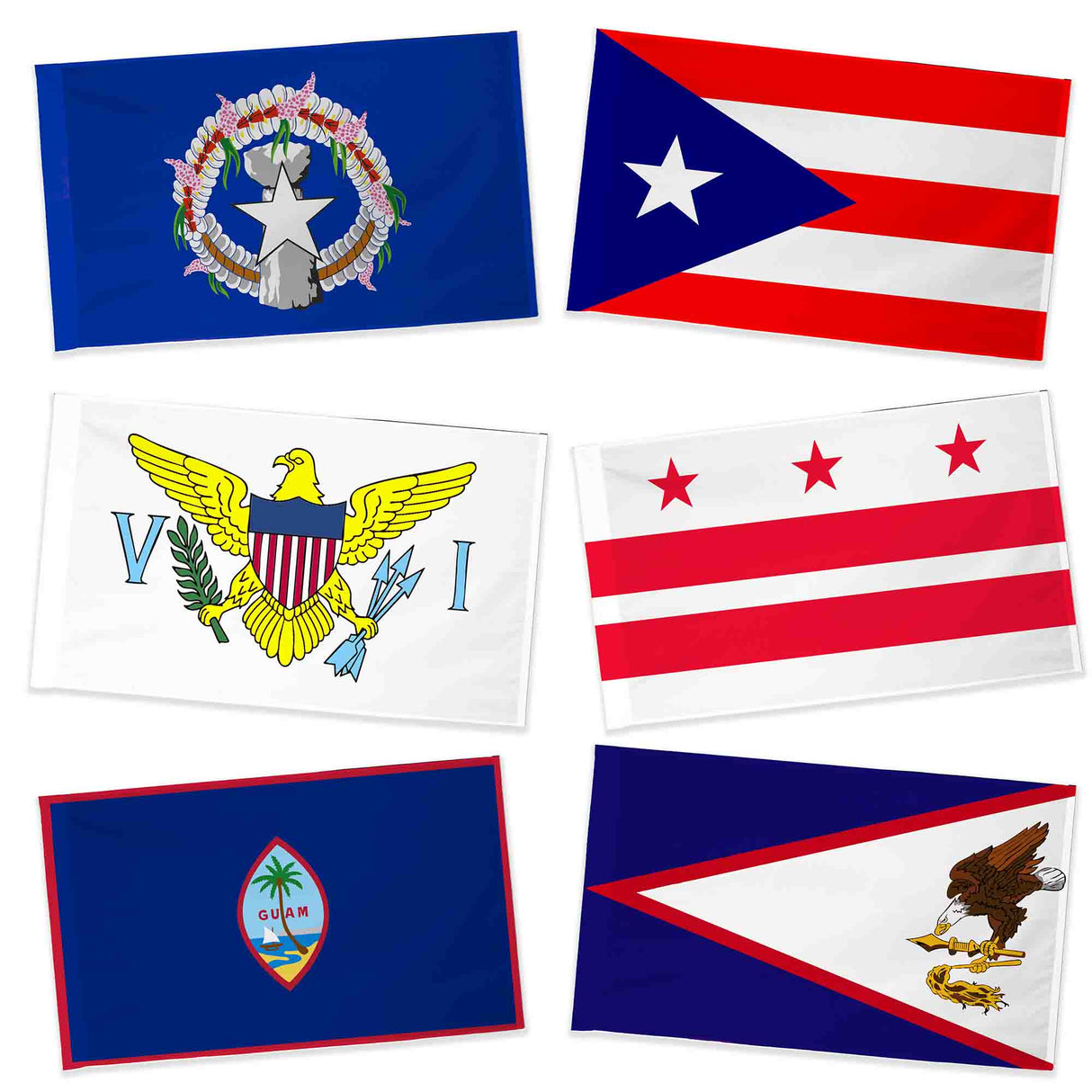 Collection of 6 US Territories with polesleeve