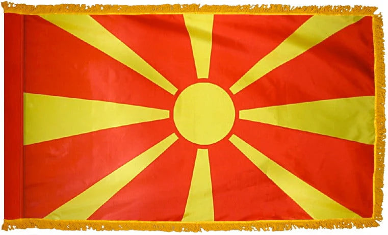 Macedonia Flag with Fringe - For Indoor Use