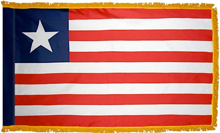 Liberia Flag with Fringe - For Indoor Use