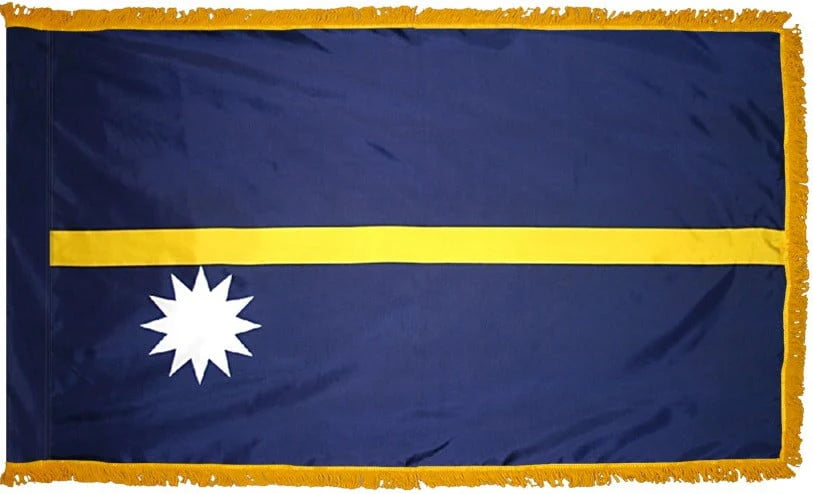 Nauru Flag with Fringe - For Indoor Use