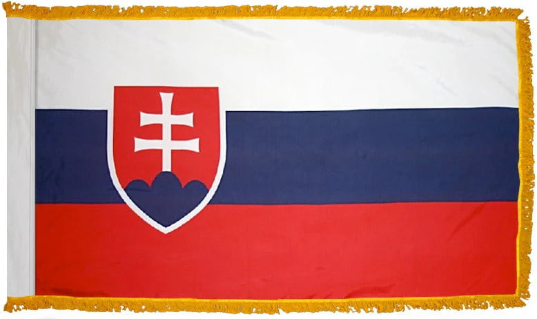Slovakia Flag with Fringe - For Indoor Use