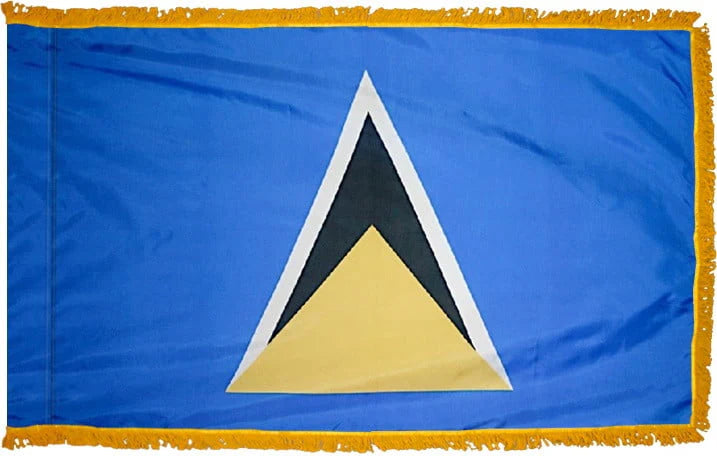 Saint Lucia Flag with Fringe - For Indoor Use
