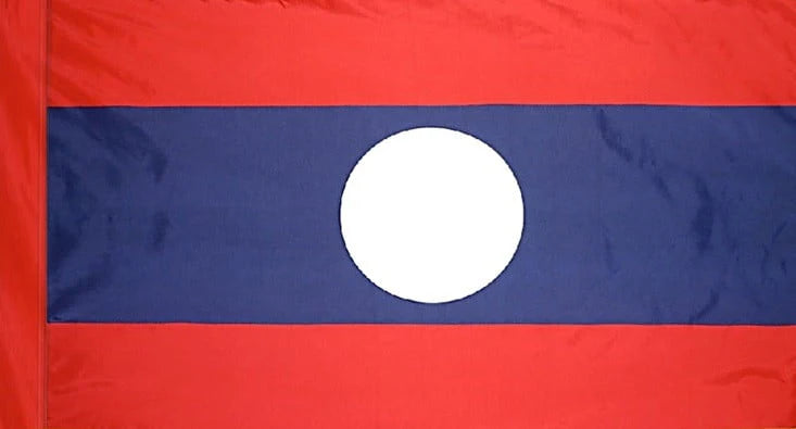 Laos Flag with Pole Sleeve - For Indoor Use