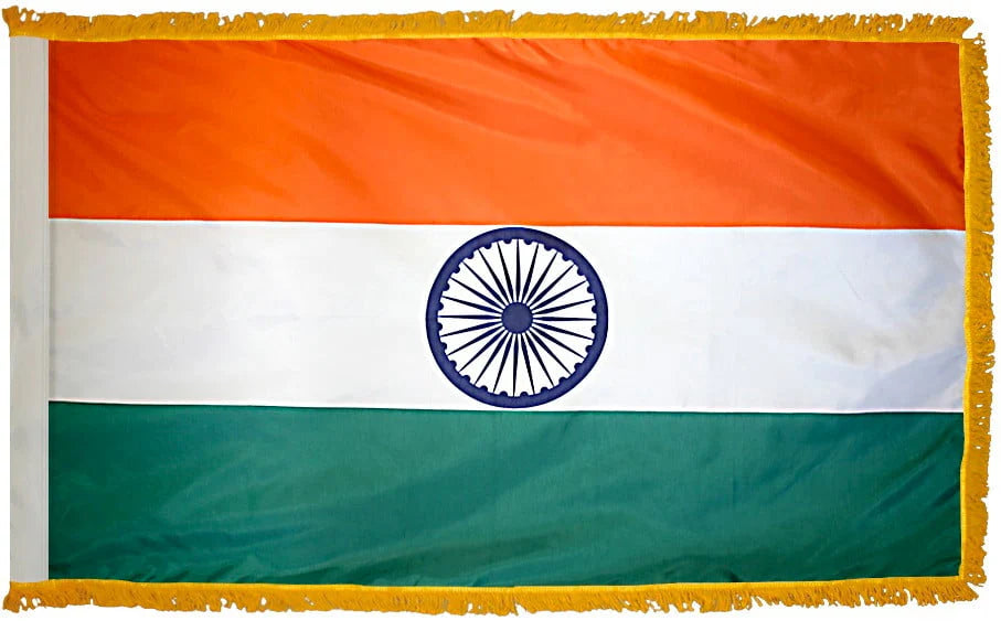 India Flag with Fringe - For Indoor Use