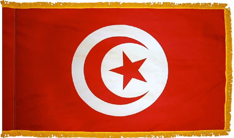 Tunisia Flag with Fringe - For Indoor Use