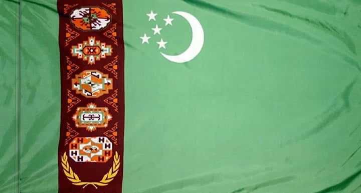 Turkmenistan Flag with Pole Sleeve - For Indoor Use