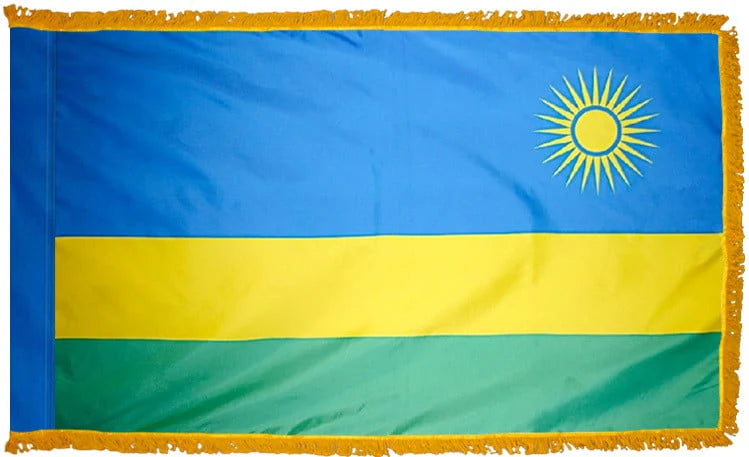 Rwanda Flag with Fringe - For Indoor Use
