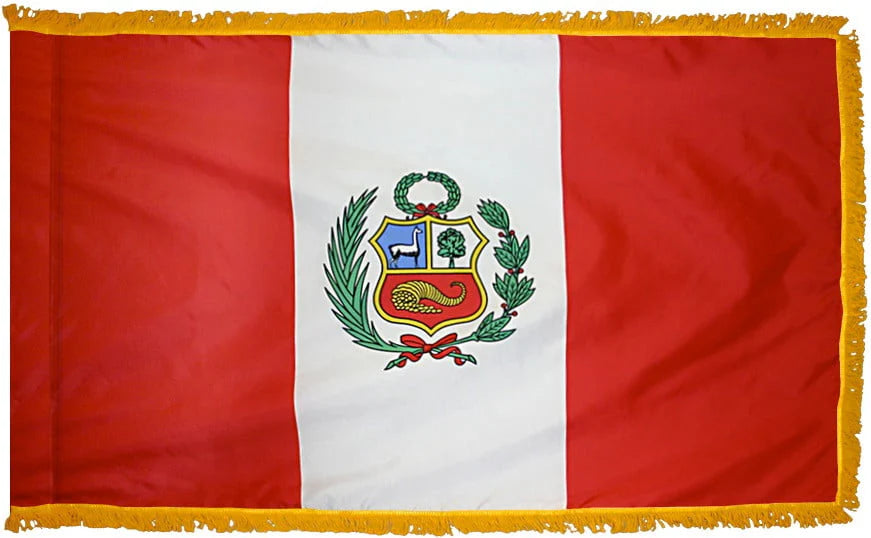 Peru Flag with Fringe - For Indoor Use