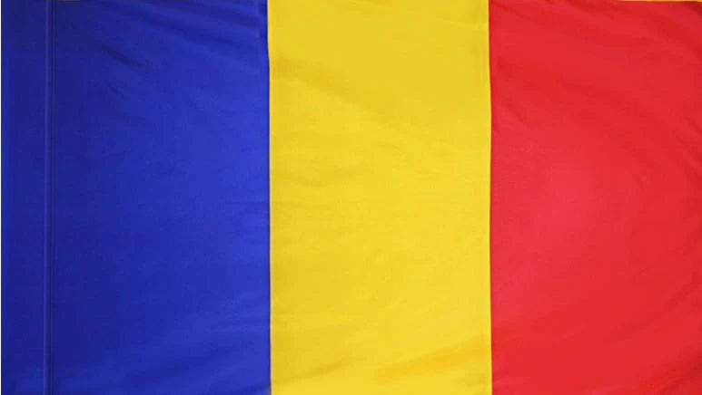 Romania Flag with Pole Sleeve - For Indoor Use