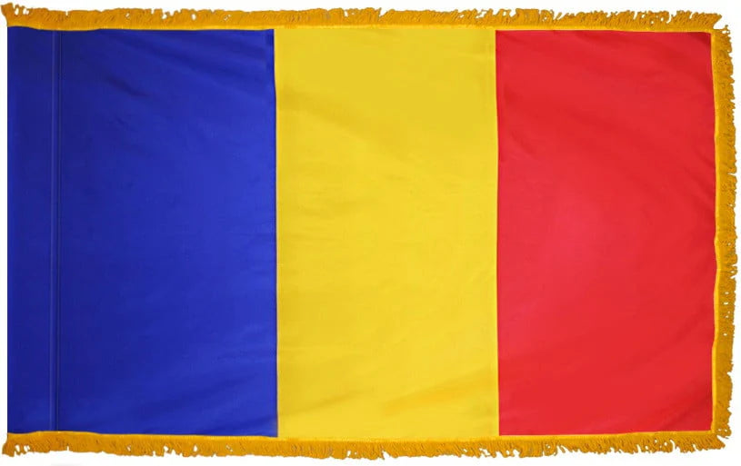 Romania Flag with Fringe - For Indoor Use