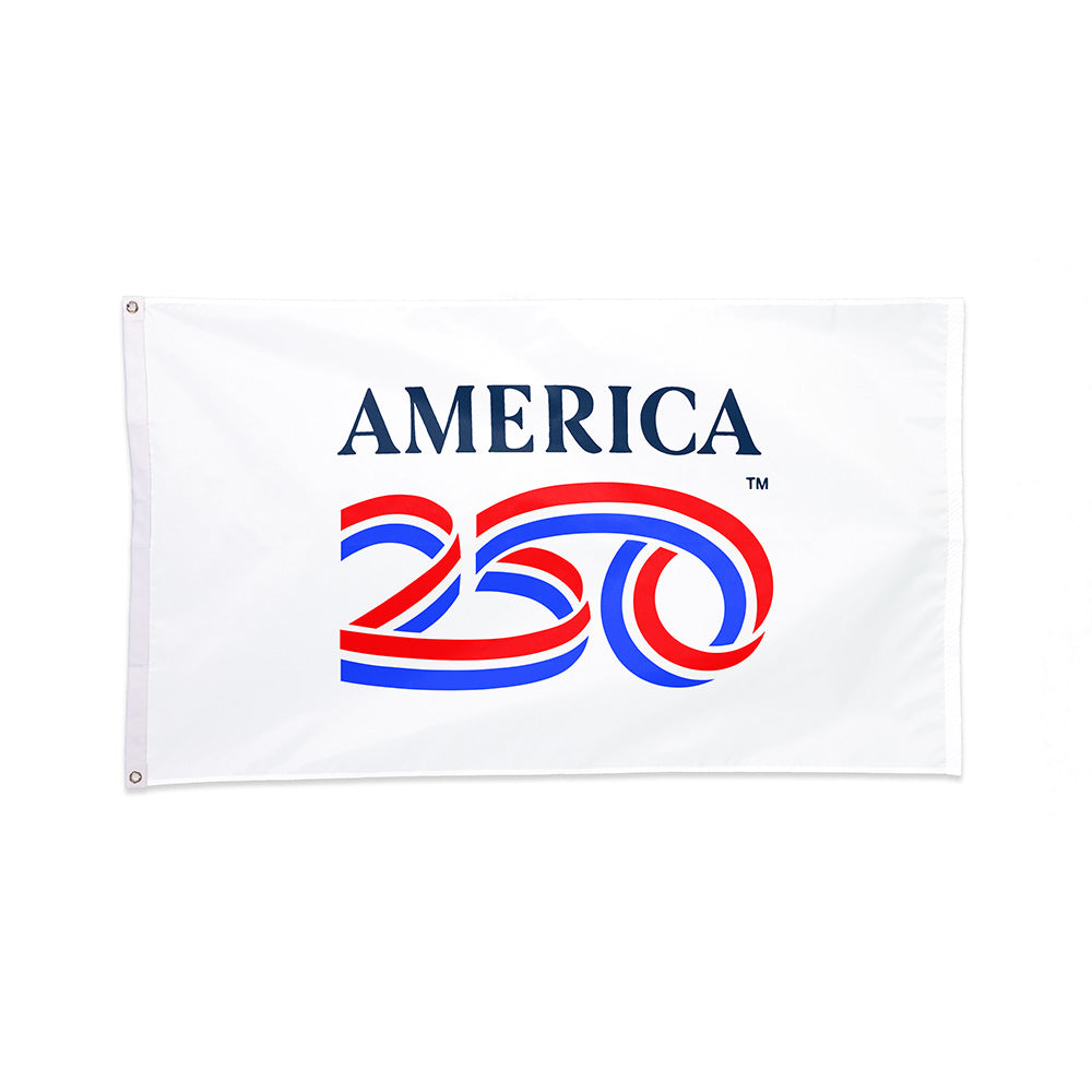 Poly cotton white America250 flag with grommets