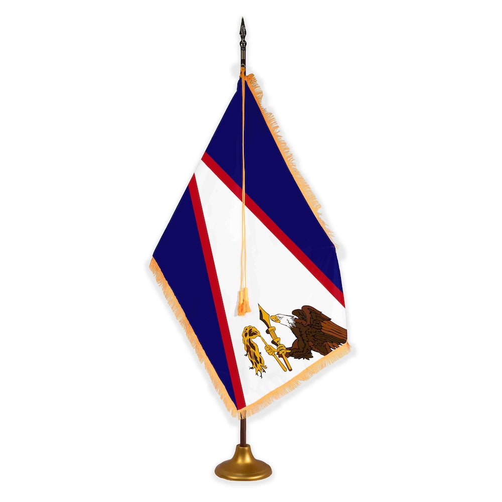 American Samoa oak pole metal stand indoor flagset