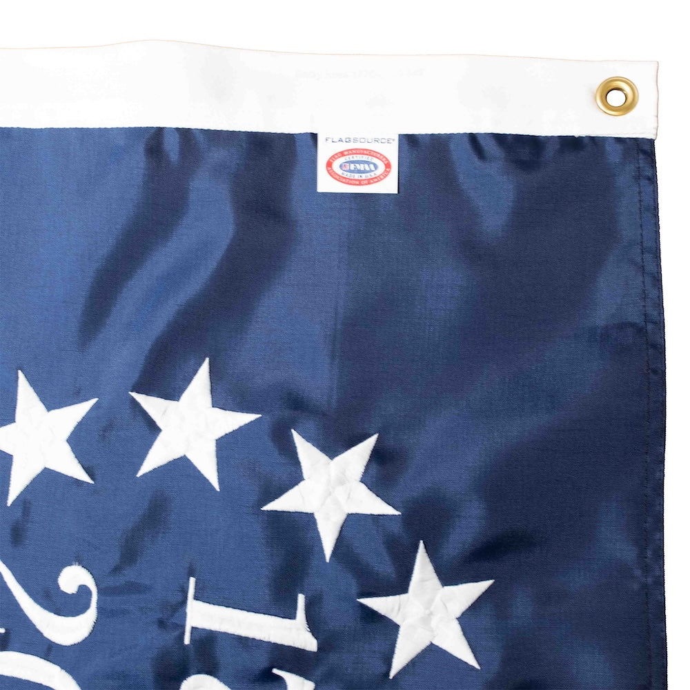 Betsy Ross 1776-2026 embroidered nylon flag heading