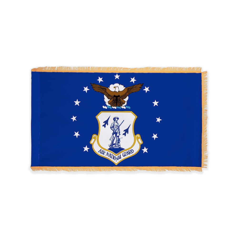 Indoor Air National Guard flag with pole sleeve and fringe