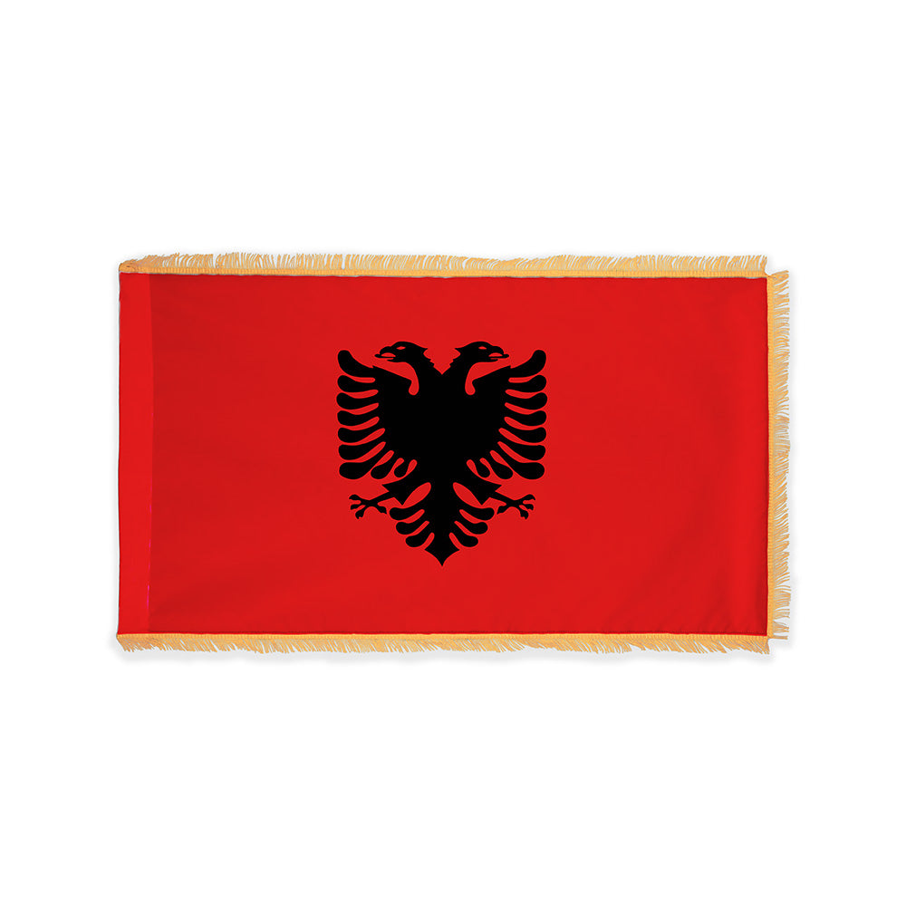 Albania Nylon flag with pole sleeve and fringe
