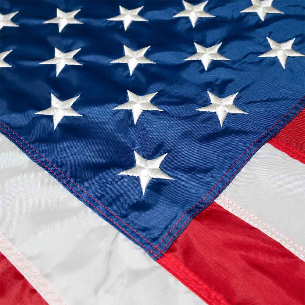 Indoor Fringed American flag star field and stripes