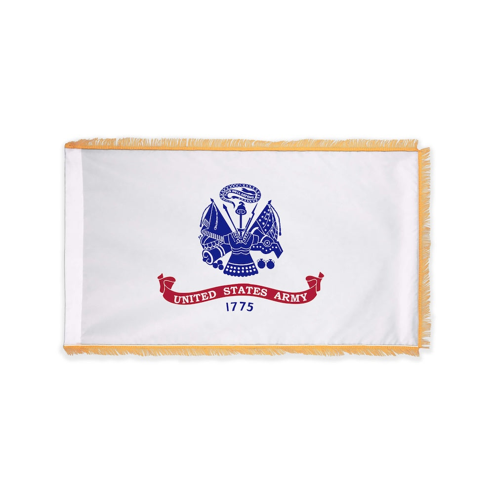 Indoor Army flag with pole sleeve and fringe