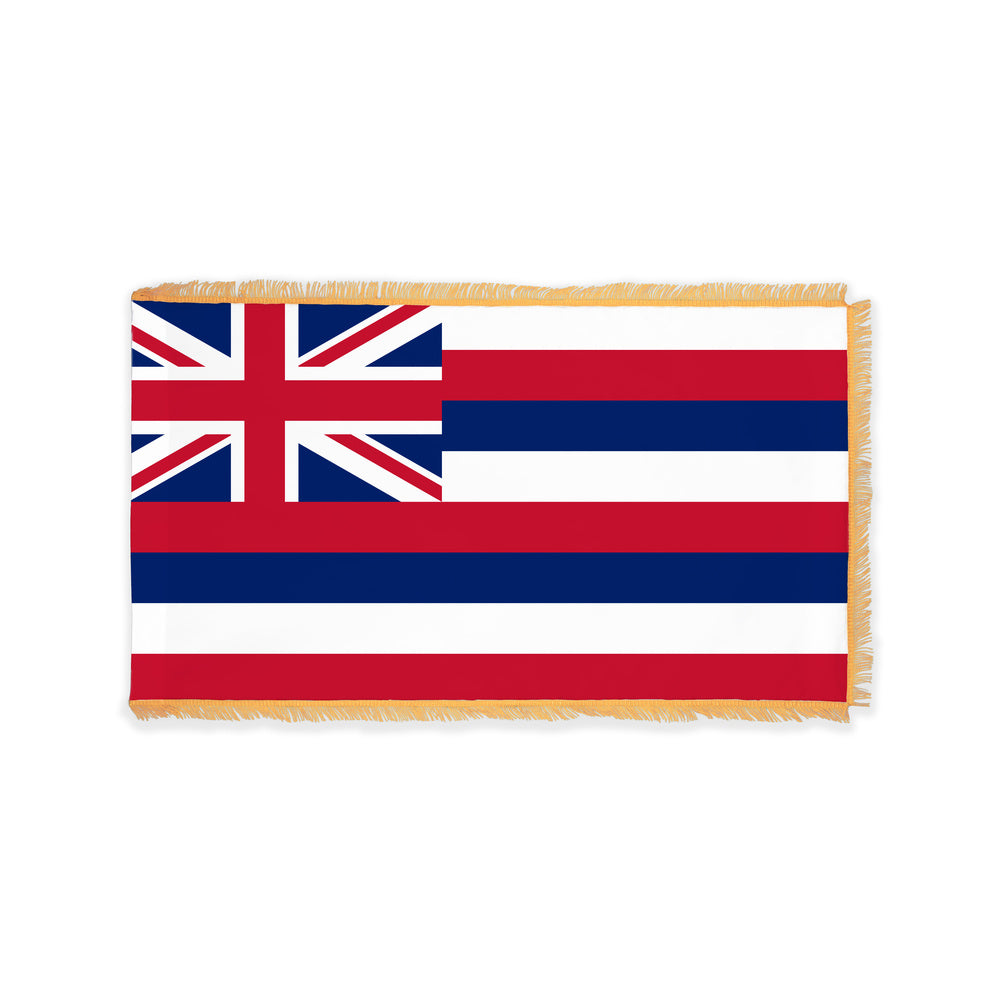 Hawaii state flag with pole sleeve and fringe