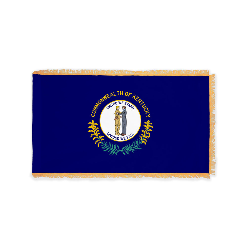 Kentucky state flag with pole sleeve and fringe