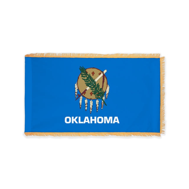 Oklahoma state flag with pole sleeve and fringe