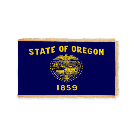 Oregon state flag with pole sleeve and fringe