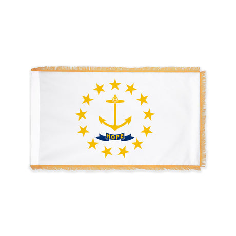 Rhode Island state flag with pole sleeve and fringe