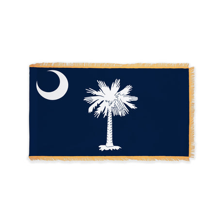 South Carolina state flag with pole sleeve and fringe
