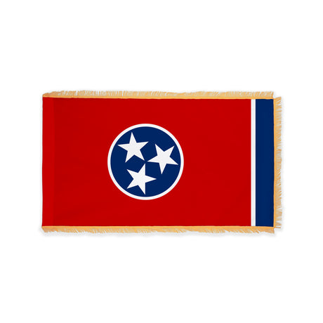 Tennessee state flag with pole sleeve and fringe