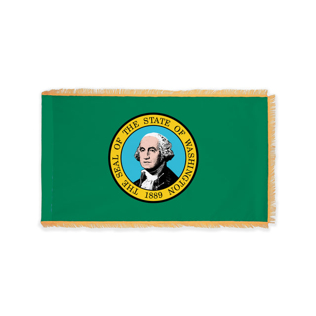 Washington state flag with pole sleeve and fringe