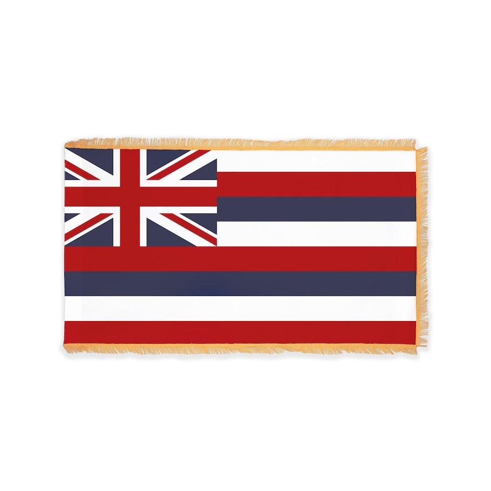 Hawaii state flag with pole sleeve and fringe