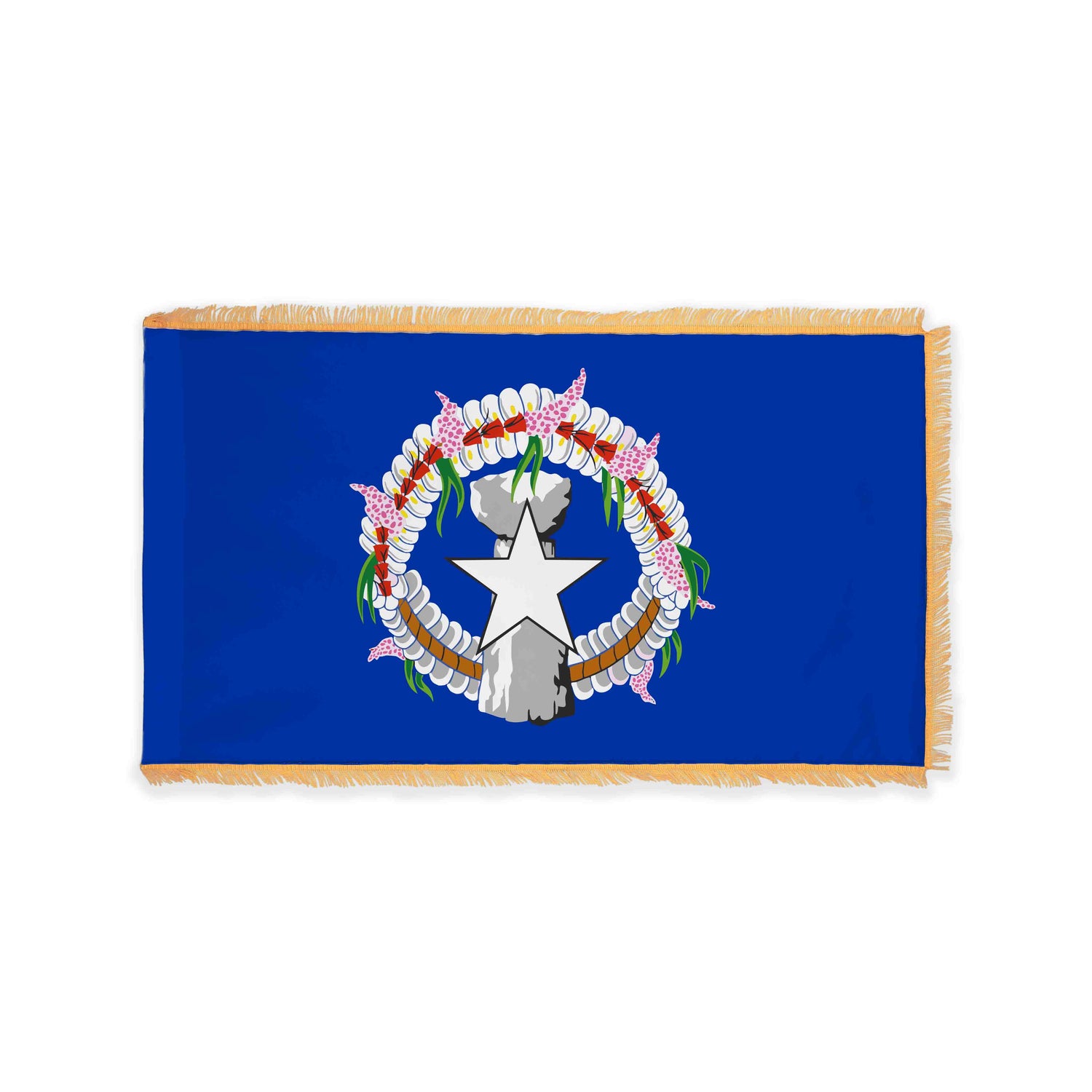 Northern Marianas flag with pole sleeve and fringe